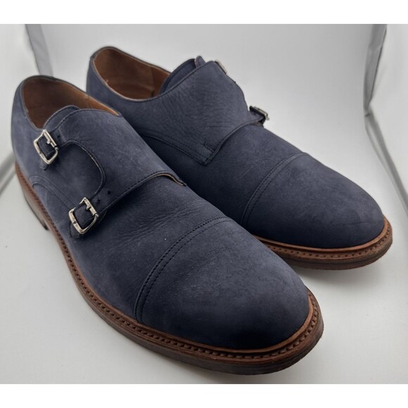 Frye Navy Suede Double Monk Strap Dress Shoes Mens Mint No Box main image 9